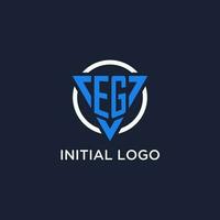 EG monogram logo with triangle shape and circle design elements vector