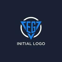 EG monogram logo with triangle shape and circle design elements vector