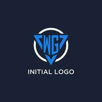 WG monogram logo with triangle shape and circle design elements vector