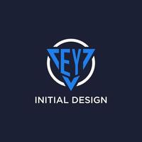 EY monogram logo with triangle shape and circle design elements vector