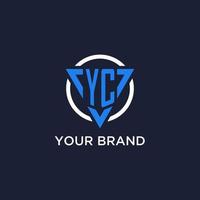 YC monogram logo with triangle shape and circle design elements vector