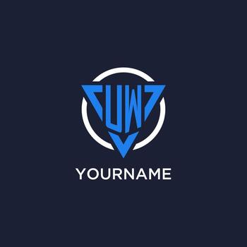 UW monogram logo with triangle shape and circle design elements vector