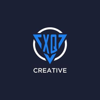 XQ monogram logo with triangle shape and circle design elements vector