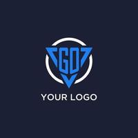 GO monogram logo with triangle shape and circle design elements vector