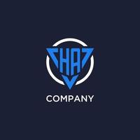 HA monogram logo with triangle shape and circle design elements vector