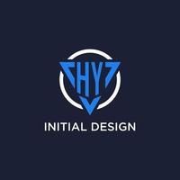 HY monogram logo with triangle shape and circle design elements vector