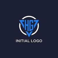 HG monogram logo with triangle shape and circle design elements vector