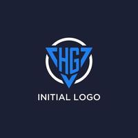 HG monogram logo with triangle shape and circle design elements vector