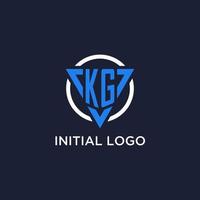 KG monogram logo with triangle shape and circle design elements vector