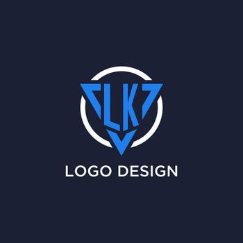 LK monogram logo with triangle shape and circle design elements vector