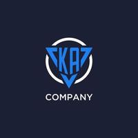 KA monogram logo with triangle shape and circle design elements vector