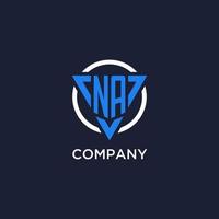 NA monogram logo with triangle shape and circle design elements vector