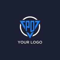 PO monogram logo with triangle shape and circle design elements vector