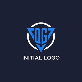 QG monogram logo with triangle shape and circle design elements vector