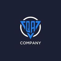 QA monogram logo with triangle shape and circle design elements vector
