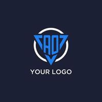 AO monogram logo with triangle shape and circle design elements vector