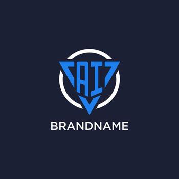 AI monogram logo with triangle shape and circle design elements vector