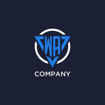 WA monogram logo with triangle shape and circle design elements vector