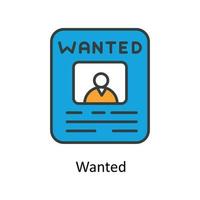 Wanted Vector Fill outline Icons. Simple stock illustration stock