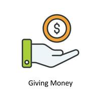 Giving Money Vector Fill outline Icons. Simple stock illustration stock