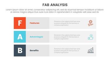 fabuloso negocio modelo ventas márketing marco de referencia infografía 3 punto etapa modelo con 3 bloquear fila rectángulo contenido concepto para diapositiva presentación vector