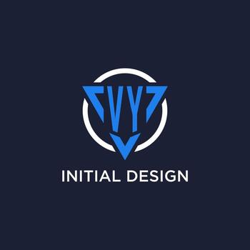 VY monogram logo with triangle shape and circle design elements vector