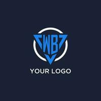 WB monogram logo with triangle shape and circle design elements vector