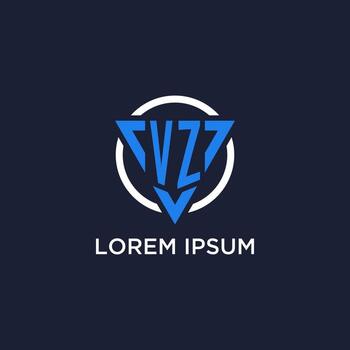 VZ monogram logo with triangle shape and circle design elements vector