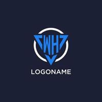 WH monogram logo with triangle shape and circle design elements vector