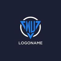 WU monogram logo with triangle shape and circle design elements vector