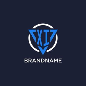XI monogram logo with triangle shape and circle design elements vector