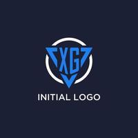 XG monogram logo with triangle shape and circle design elements vector