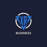 XR monogram logo with triangle shape and circle design elements vector