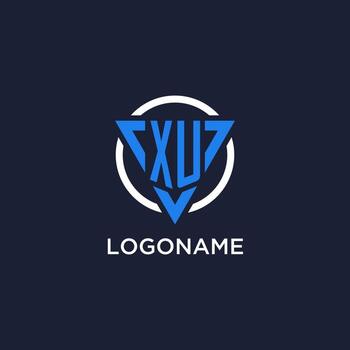 XU monogram logo with triangle shape and circle design elements vector