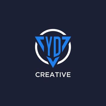 YD monogram logo with triangle shape and circle design elements vector