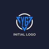 YG monogram logo with triangle shape and circle design elements vector