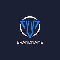 YV monogram logo with triangle shape and circle design elements vector