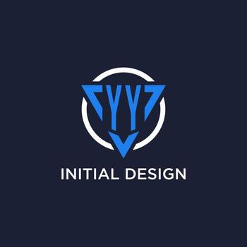 YY monogram logo with triangle shape and circle design elements vector