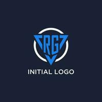 RG monogram logo with triangle shape and circle design elements vector