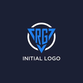 RG monogram logo with triangle shape and circle design elements vector