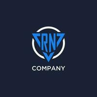 RN monogram logo with triangle shape and circle design elements vector