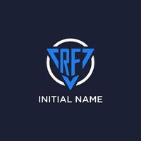 RF monogram logo with triangle shape and circle design elements vector