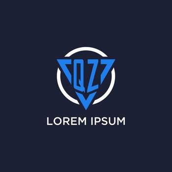 QZ monogram logo with triangle shape and circle design elements vector