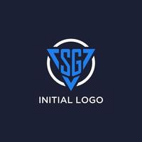 SG monogram logo with triangle shape and circle design elements vector