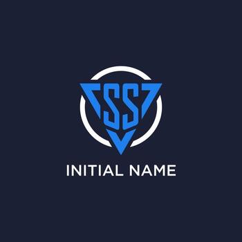 SS monogram logo with triangle shape and circle design elements vector