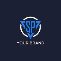 SP monogram logo with triangle shape and circle design elements vector