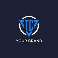 TC monogram logo with triangle shape and circle design elements vector