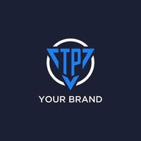 TP monogram logo with triangle shape and circle design elements vector