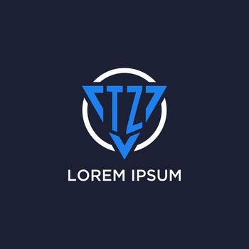 TZ monogram logo with triangle shape and circle design elements vector