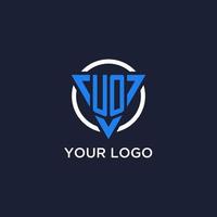 UO monogram logo with triangle shape and circle design elements vector